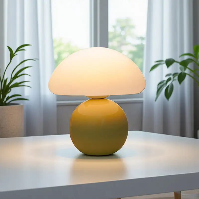 Pilzlampe mit Keramiksockel – Tischleuchte in 5 Farben