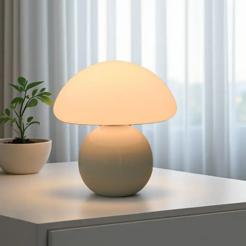 Pilzlampe mit Keramiksockel – Tischleuchte in 5 Farben