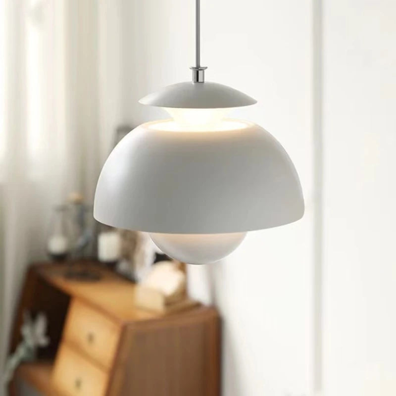 Upgrade LED-Macaron & Flowerpot Pendelleuchte Halbkugel | Pilz-Design Hängeleuchte mit Up & Down Light