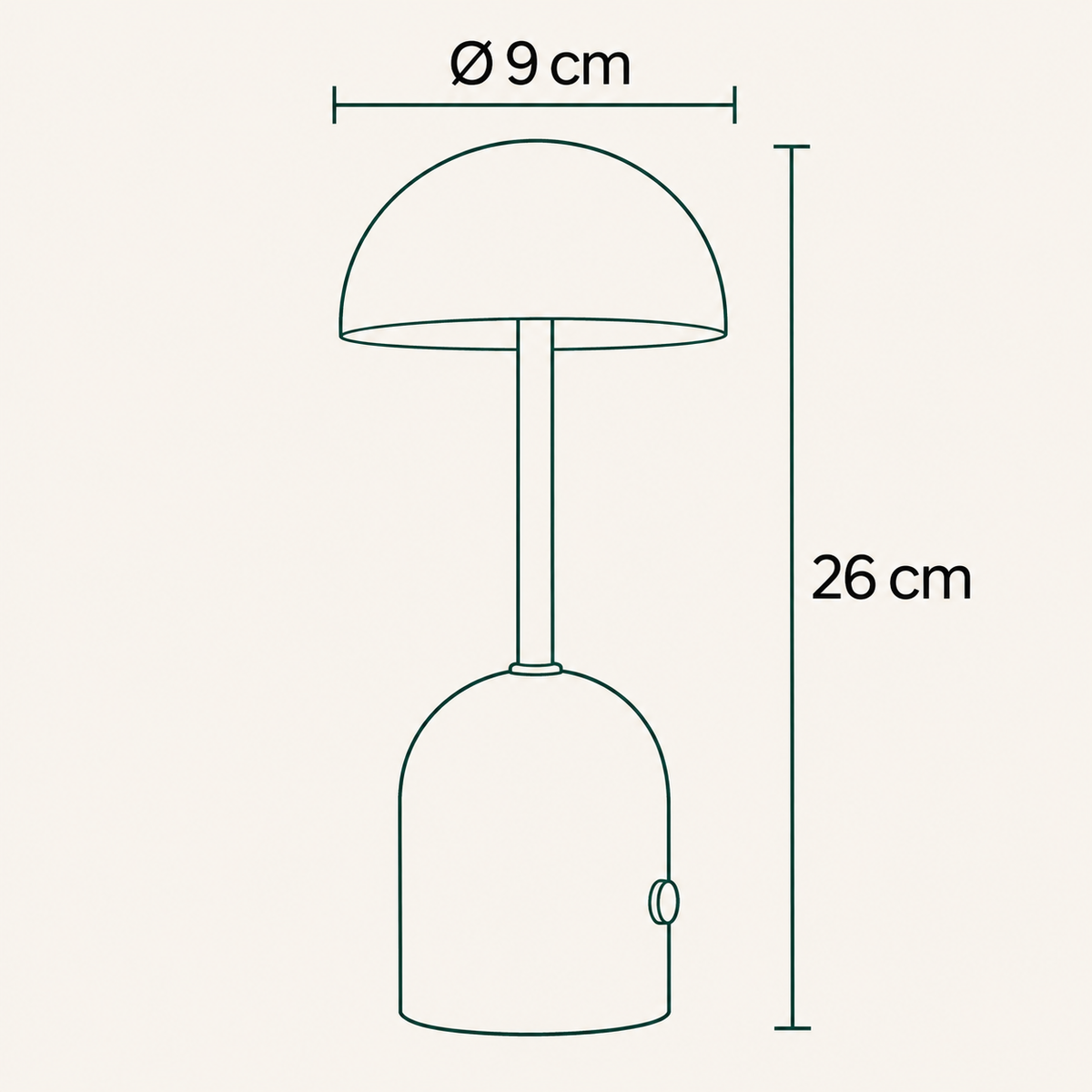 Nina Kabellose Metall-Pilzlampe – dimmbar, 3000 K