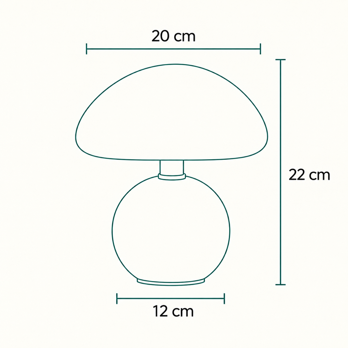 Pilzlampe mit Keramiksockel – Tischleuchte in 5 Farben