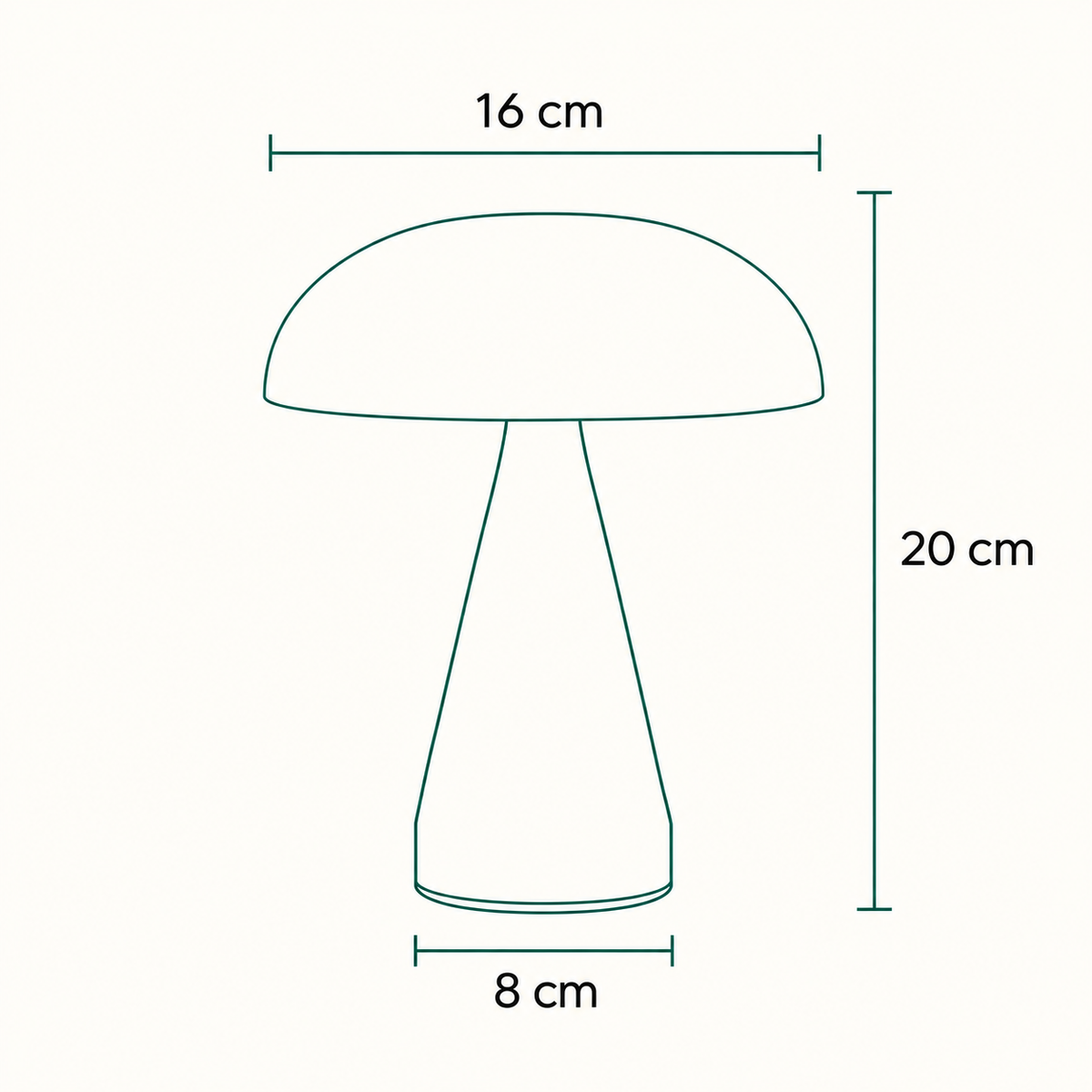 Kleine Akku-Pilzlampe aus Metall – kabellos & dimmbar